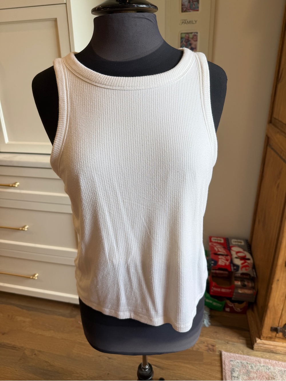 Lou & Grey White Ribbed Tank — Sleeveless Crewneck Top